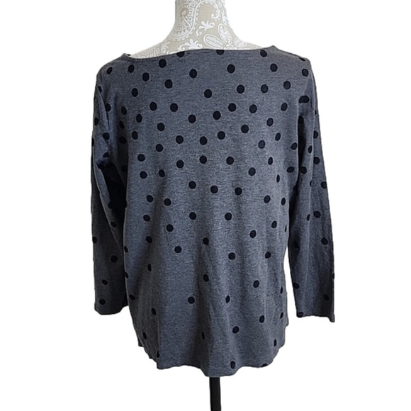 Talbots gray polka dot 3/4 sleeve top, size 1XP - Picture 2 of 6